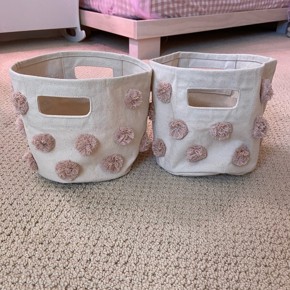 Pehr mini Pom Pom storage baskets in blush color - 2 in pair